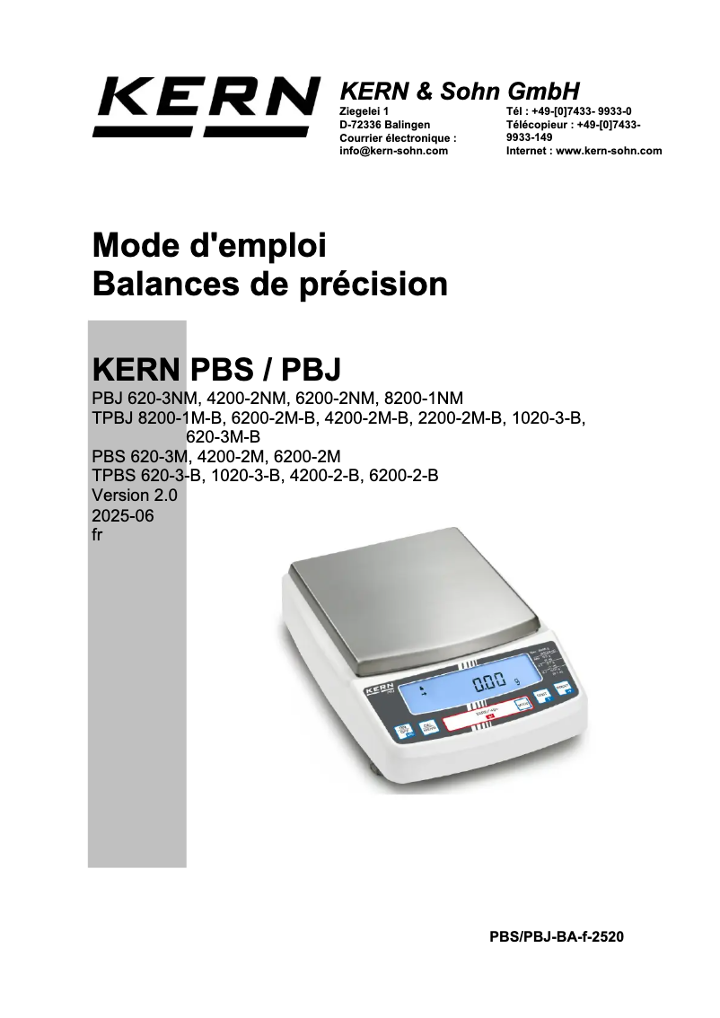Página 1 del manual Manual de usuario Kern PBJ 620-3NM