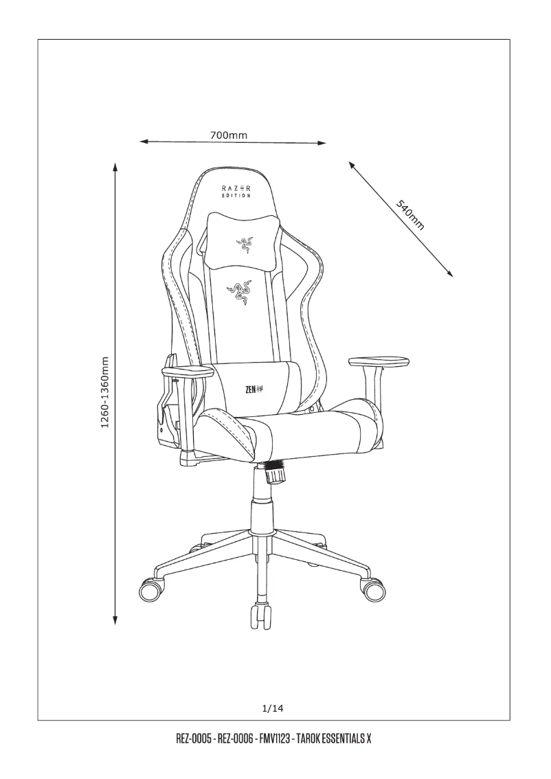 Page 1 de la notice Manuel utilisateur Razer Tarok Essentials