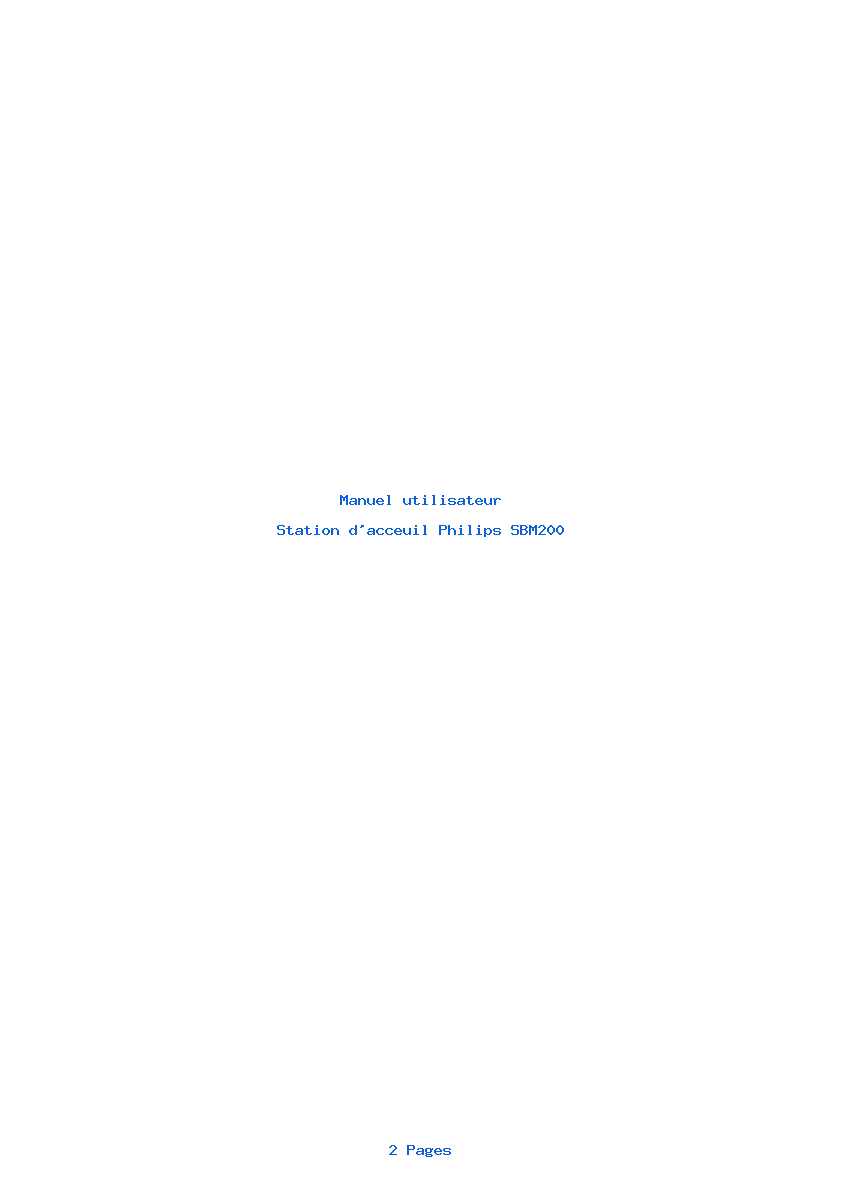 Page 1 de la notice Manuel utilisateur Philips SBM200