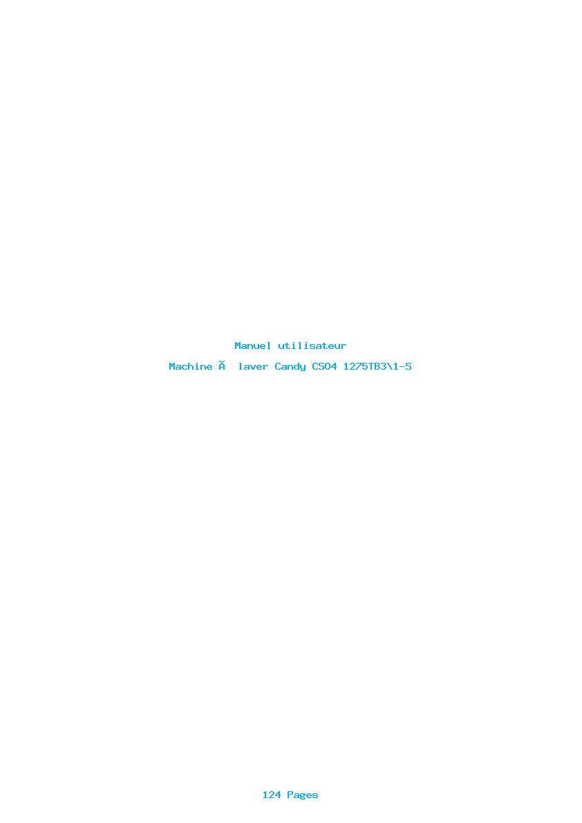 Page 1 de la notice Manuel utilisateur Candy CSO4 1275TB3\1-S