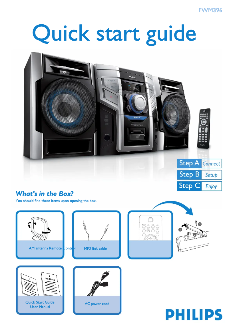 Página 1 del manual Guía de inicio rápido Philips FWM396