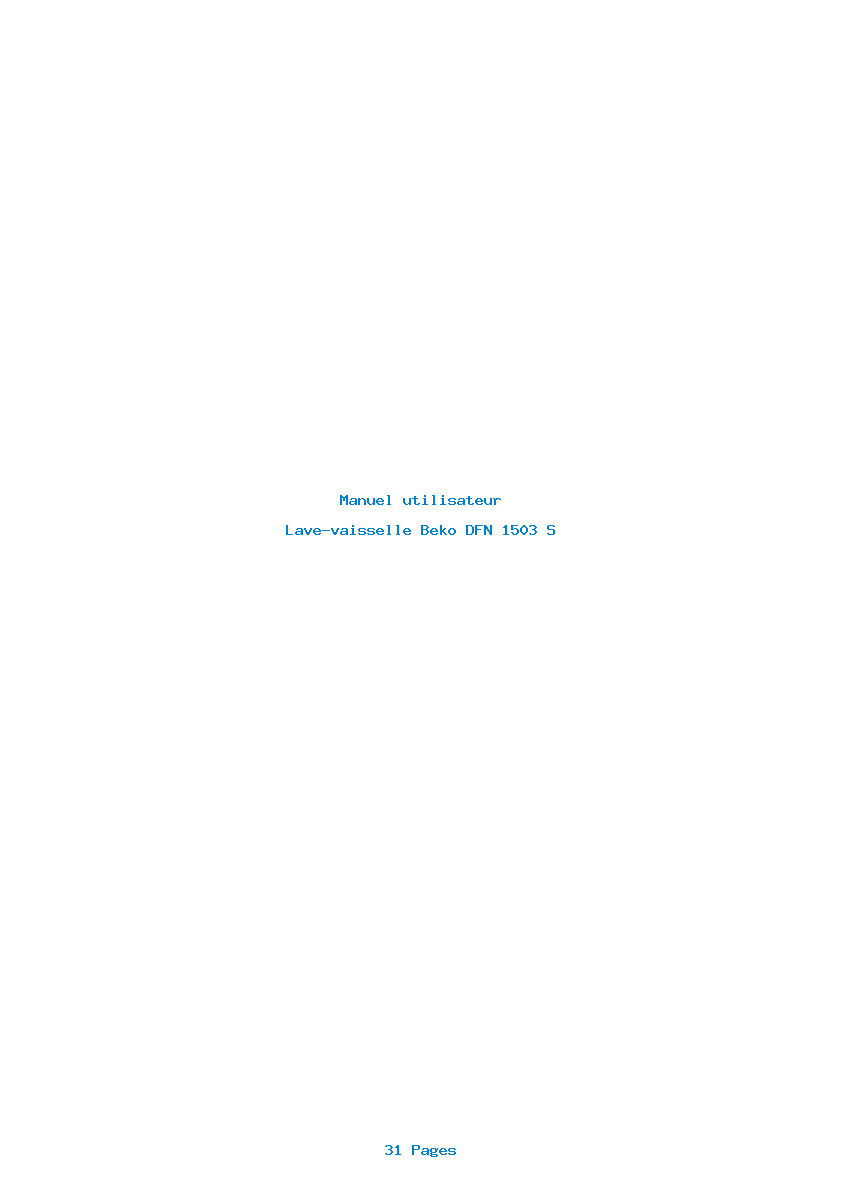 Page 1 de la notice Manuel utilisateur Beko DFN 1503 S