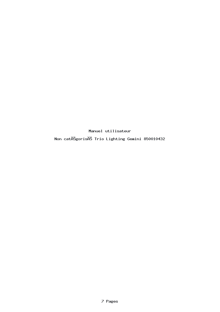 Page 1 de la notice Manuel utilisateur Trio Lighting Gemini 850010432