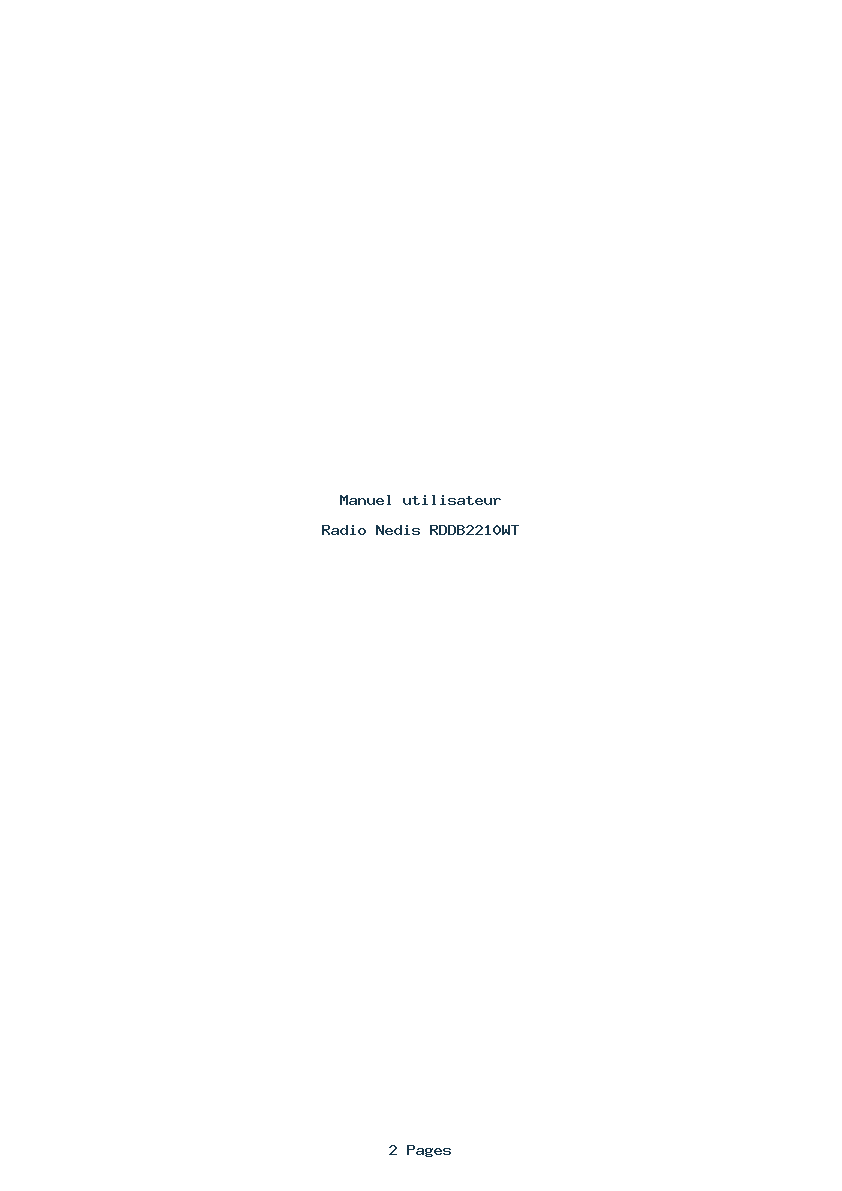 Page 1 de la notice Manuel utilisateur Nedis RDDB2210WT