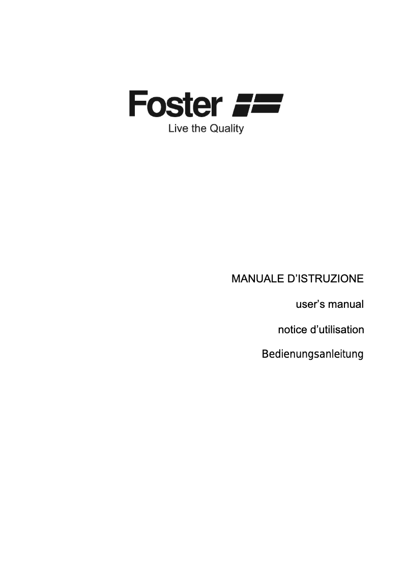 Page 1 de la notice Manuel utilisateur Foster 3165 000
