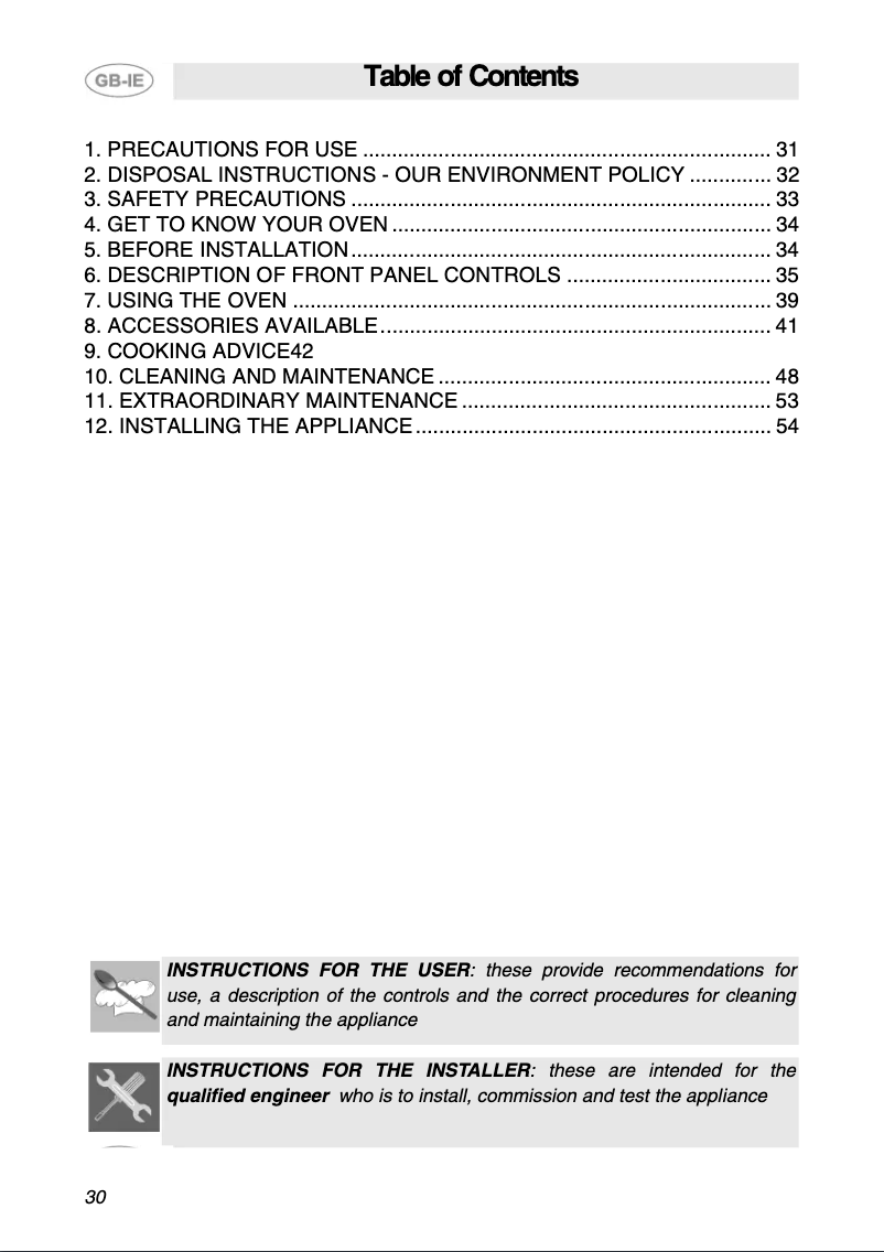 Page 1 de la notice Manuel utilisateur Smeg SC 361 MFX