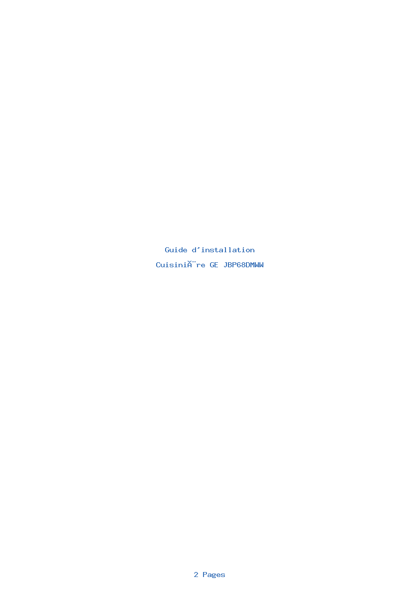 Page 1 de la notice Guide d'installation GE JBP68DMWW