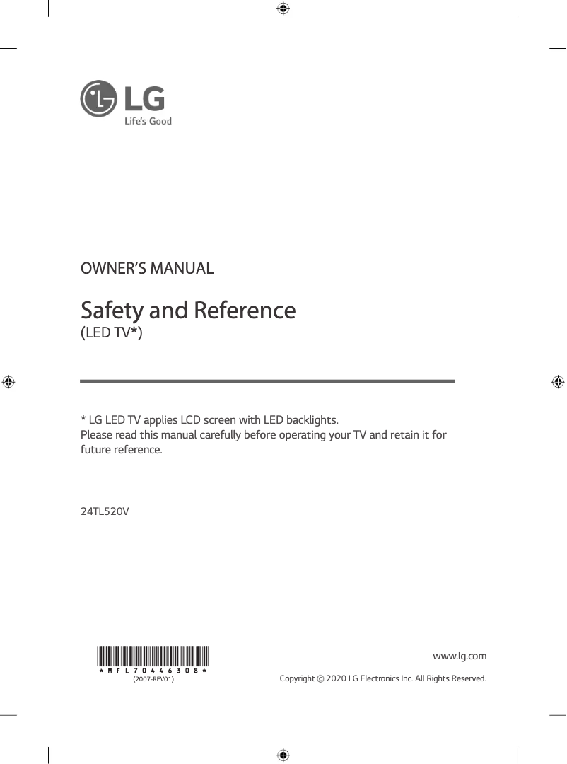 Page 1 de la notice Manuel utilisateur LG 24TL520V