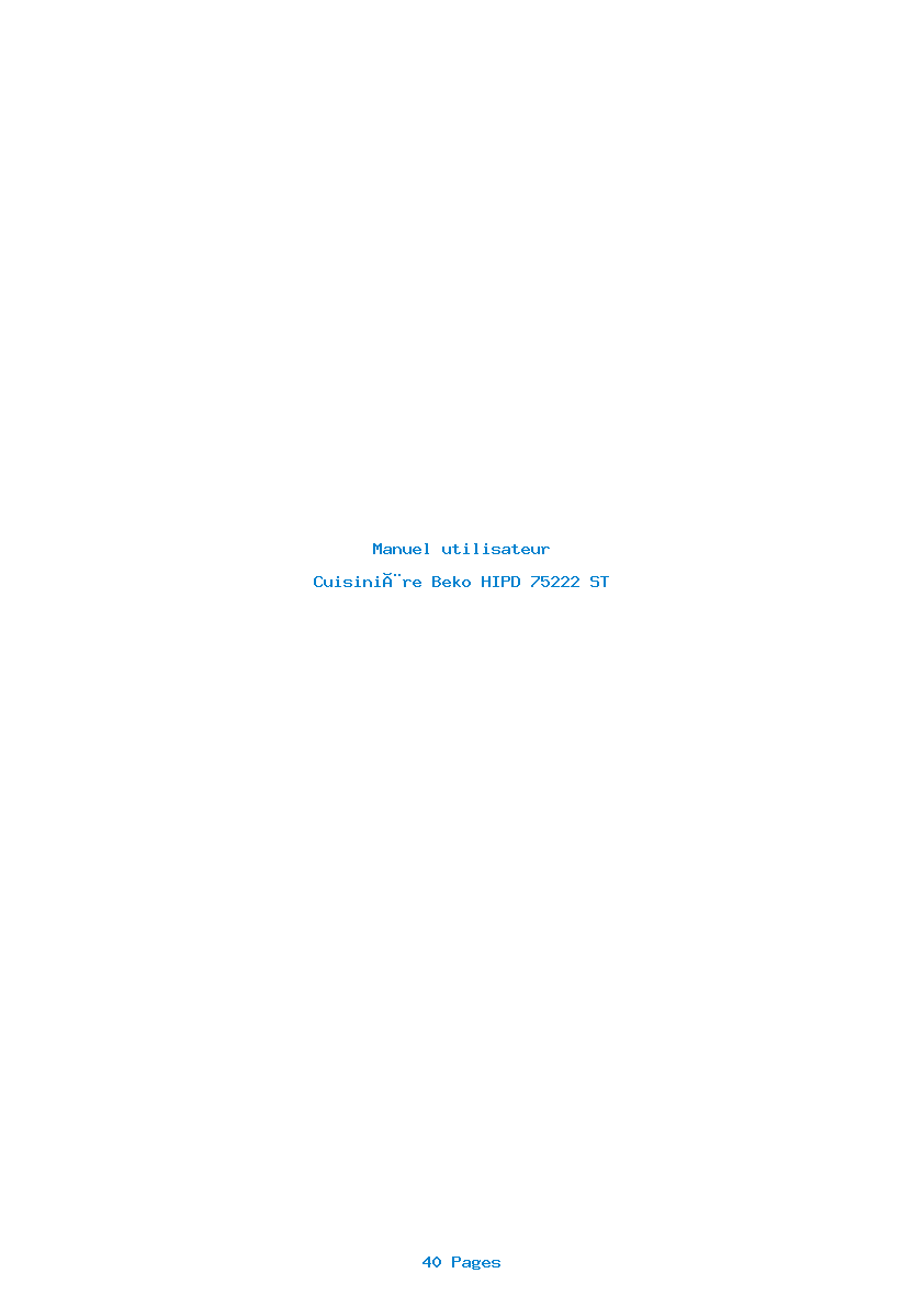 Page 1 de la notice Manuel utilisateur Beko HIPD 75222 ST