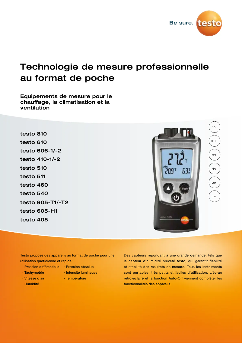 Page 1 de la notice Brochure Testo 905-T1