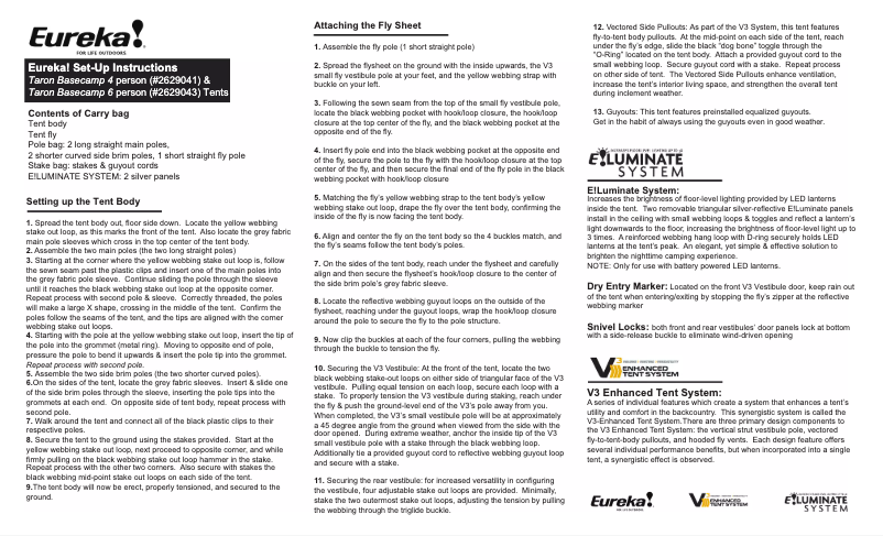 Page 1 de la notice Manuel utilisateur Eureka Taron Basecamp 4