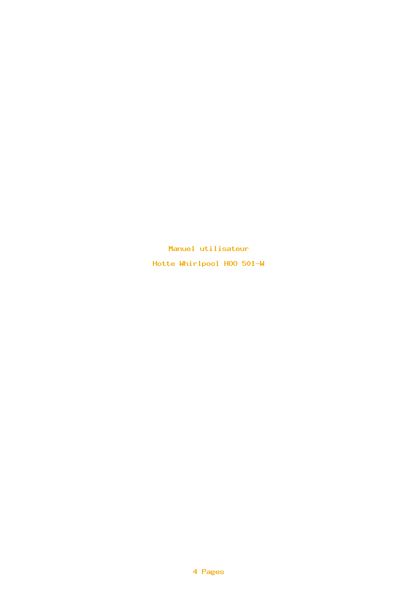 Page 1 de la notice Manuel utilisateur Whirlpool HOO 501-W
