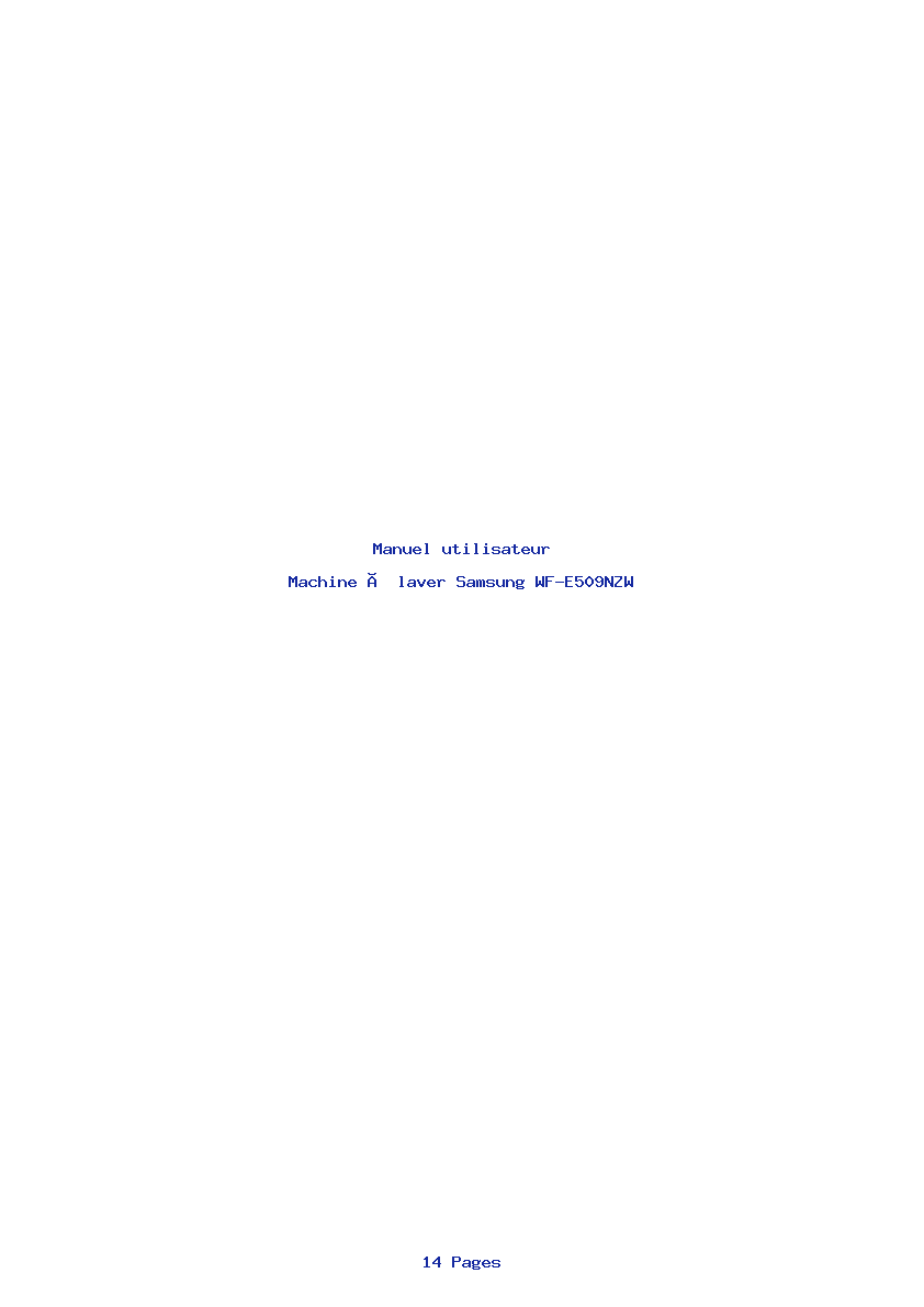 Page 1 de la notice Manuel utilisateur Samsung WF-E509NZW
