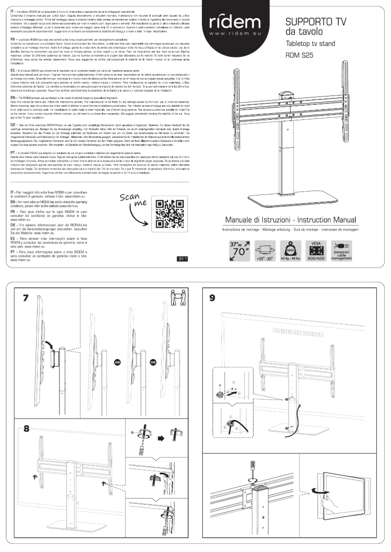 Page 1 de la notice Manuel utilisateur Ridem RDM S25