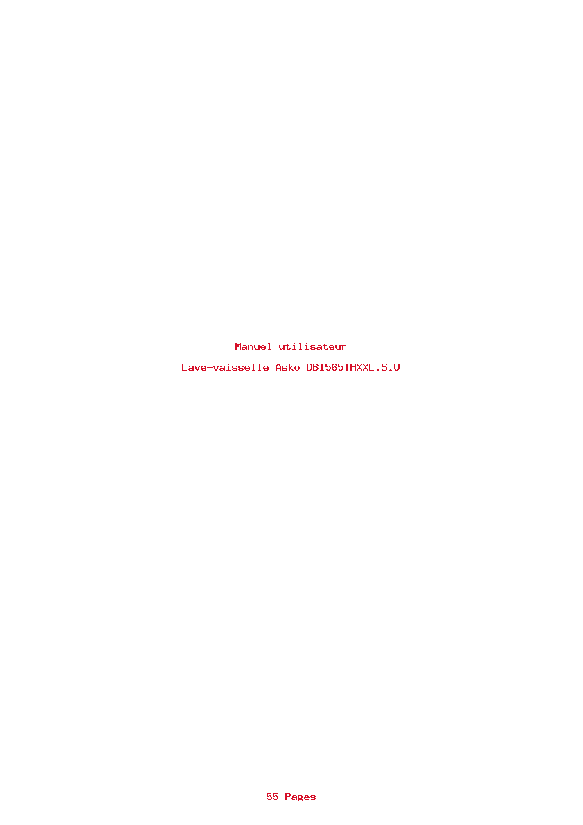 Page 1 de la notice Manuel utilisateur Asko DBI565THXXL.S.U