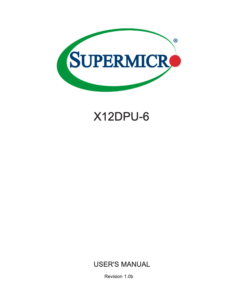 Page 1 de la notice Manuel utilisateur Supermicro X12DPU-6
