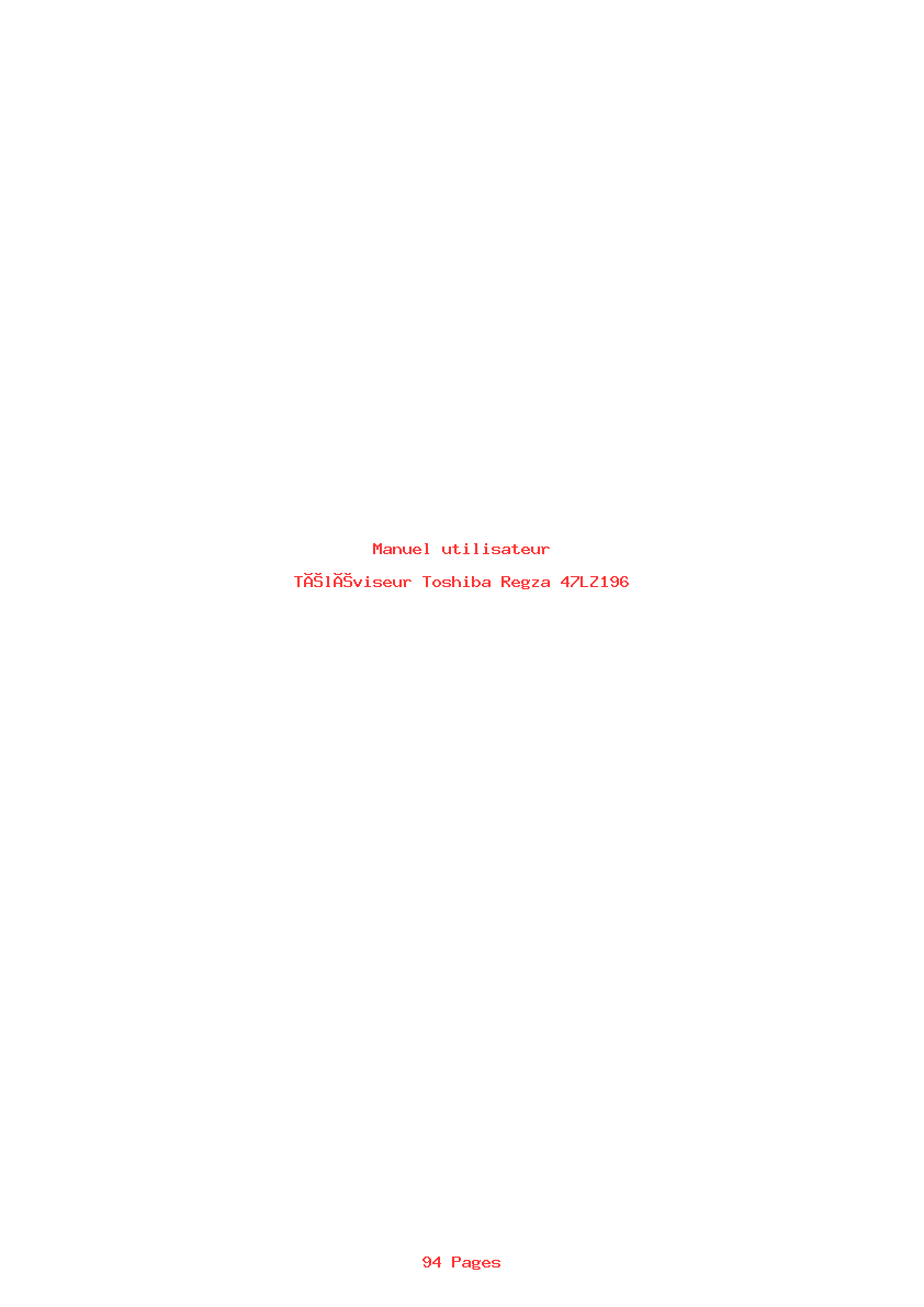 Page 1 de la notice Manuel utilisateur Toshiba Regza 47LZ196
