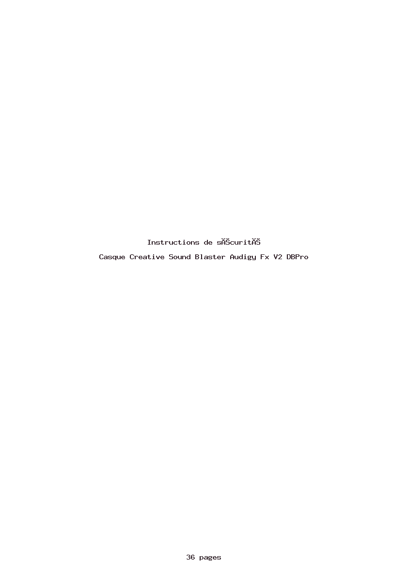 Page 1 de la notice Instructions de sécurité Creative Sound Blaster Audigy Fx V2 DBPro