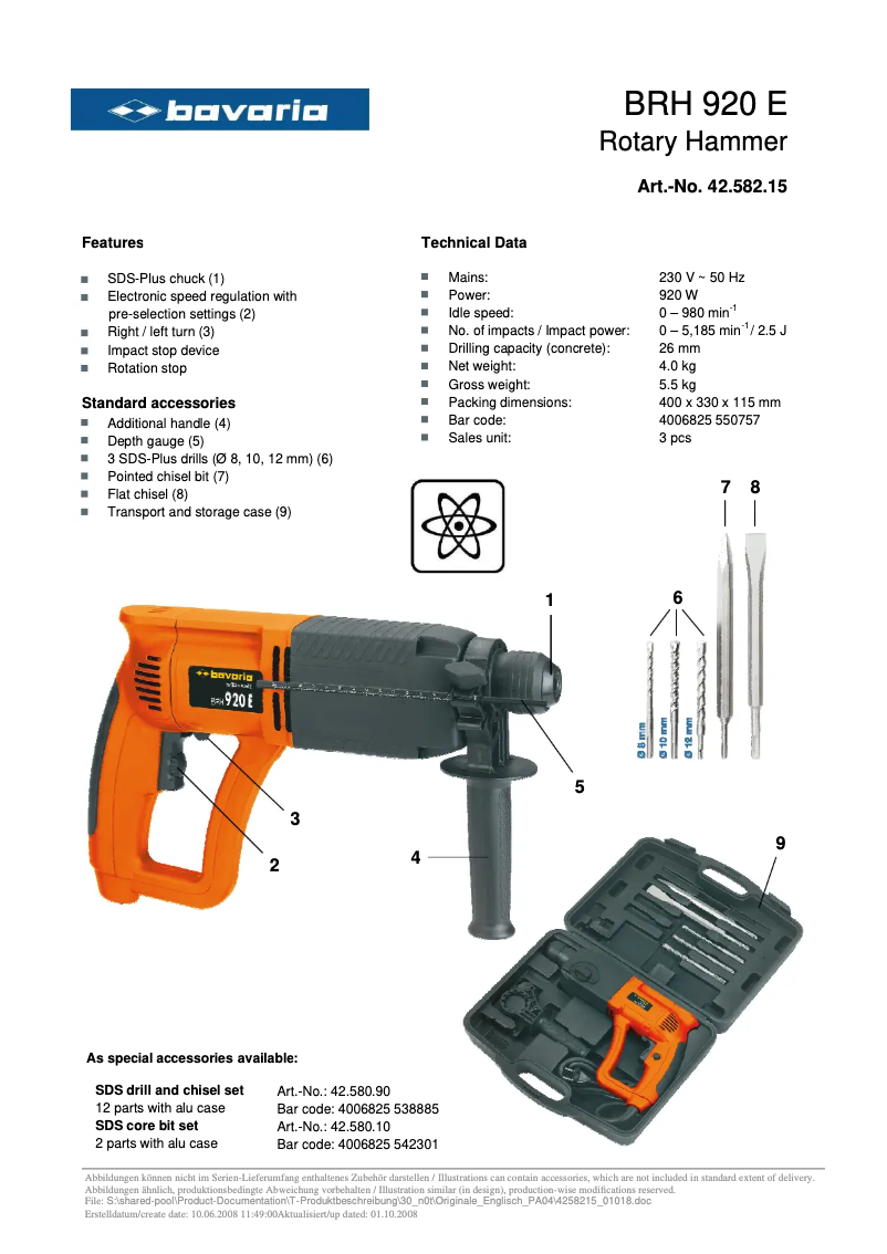Page 1 of the manual User Manual Bavaria BRH 920 E