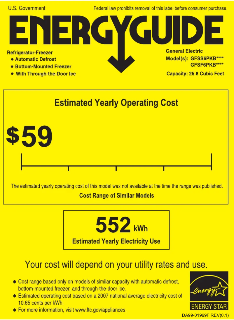 Page n°1 - Label énergétique GE GFSF6PKBWW