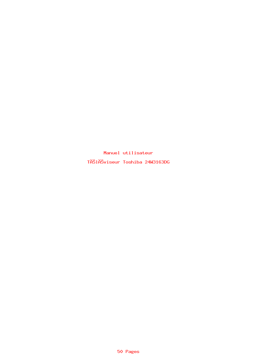 Page 1 de la notice Manuel utilisateur Toshiba 24W3163DG