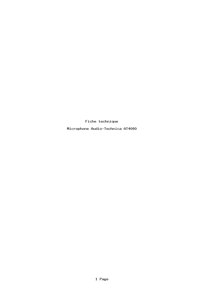Page 1 de la notice Fiche technique Audio-Technica AT4080