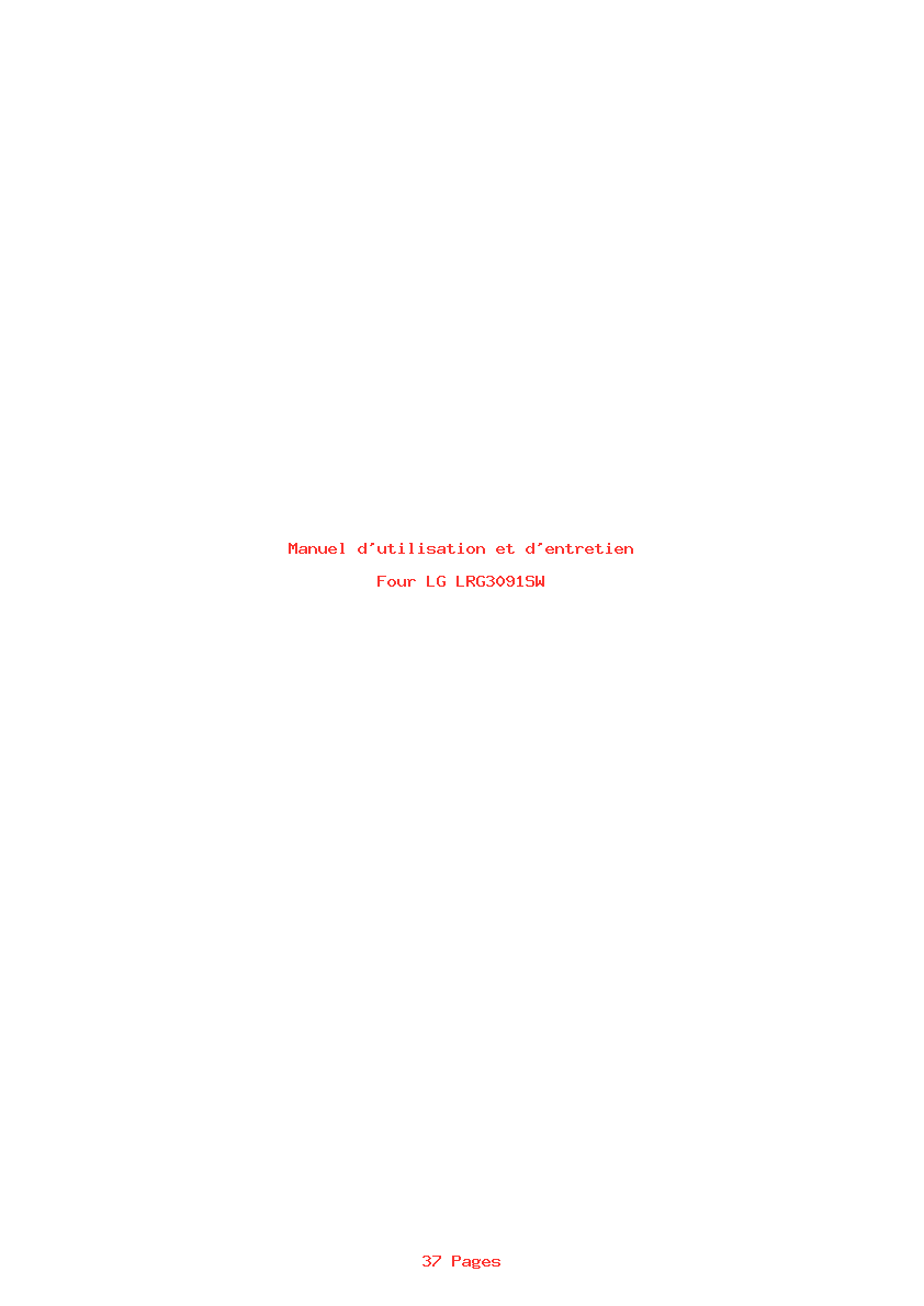 Page 1 de la notice Manuel d'utilisation et d'entretien LG LRG3091SW