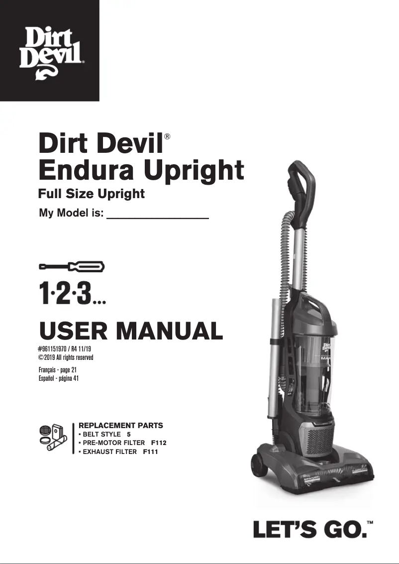 Page 1 of the manual User Manual Dirt Devil Endura Max