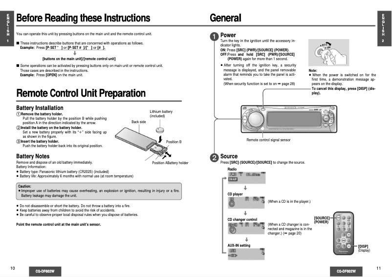 Página 1 del manual Manual de usuario Panasonic CQ-DF602
