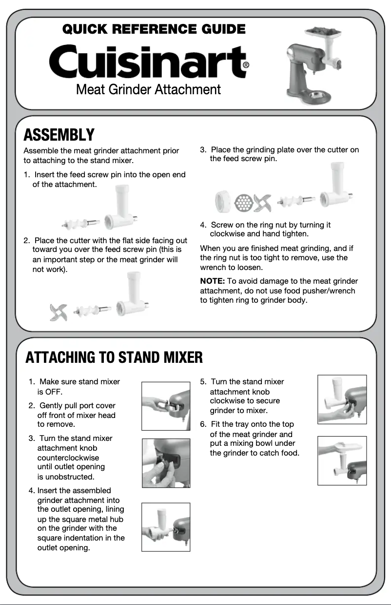 Page 1 de la notice Manuel utilisateur Cuisinart MG-50
