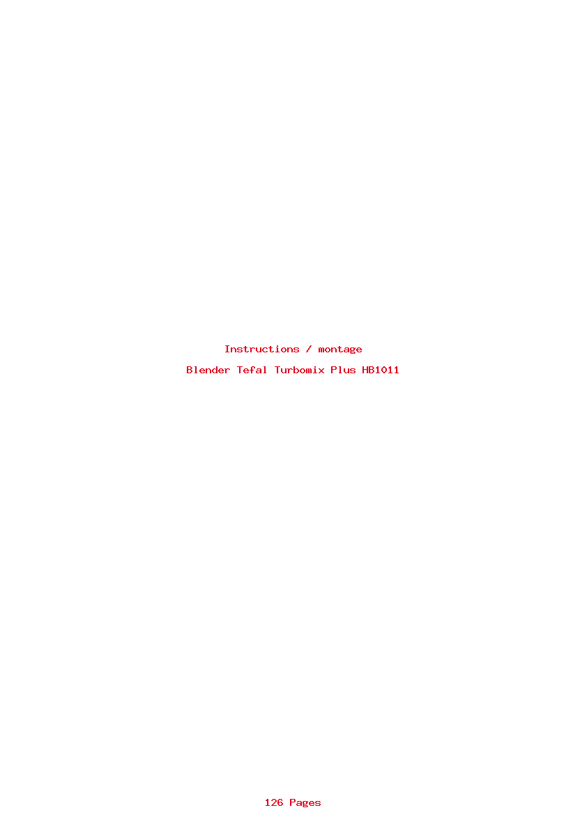 Page 1 de la notice Instructions / montage Tefal Turbomix Plus HB1011