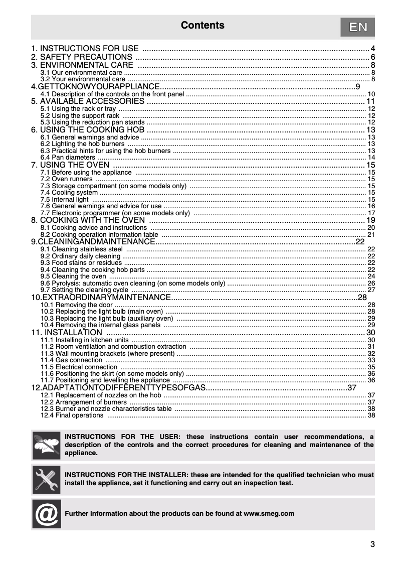 Page 1 de la notice Manuel utilisateur Smeg SY92PX8