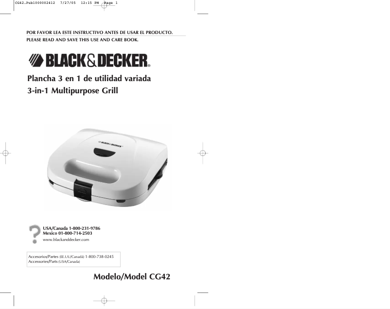 Page 1 de la notice Manuel utilisateur Black & Decker CG42
