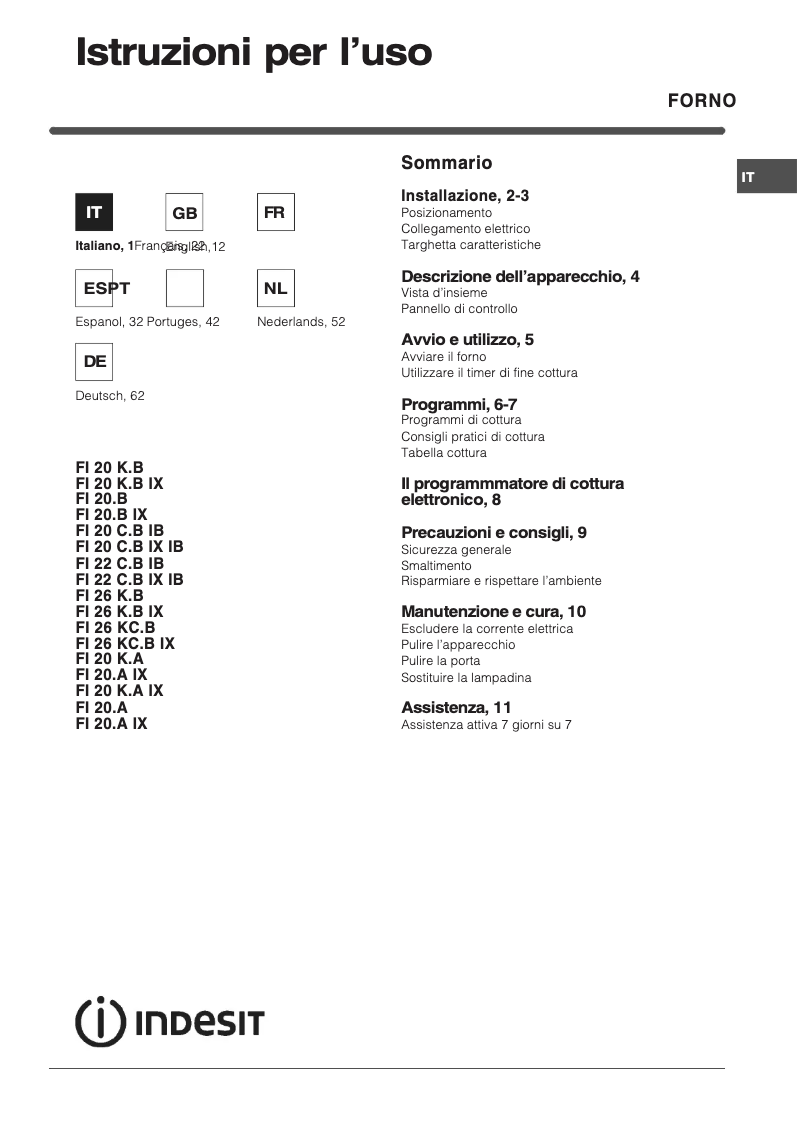 Página 1 del manual Manual de usuario Indesit FL 20 KA