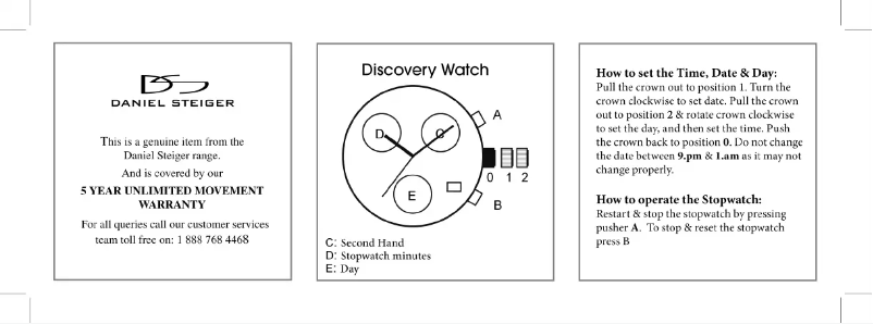 Page 1 de la notice Manuel utilisateur Daniel Steiger Discovery