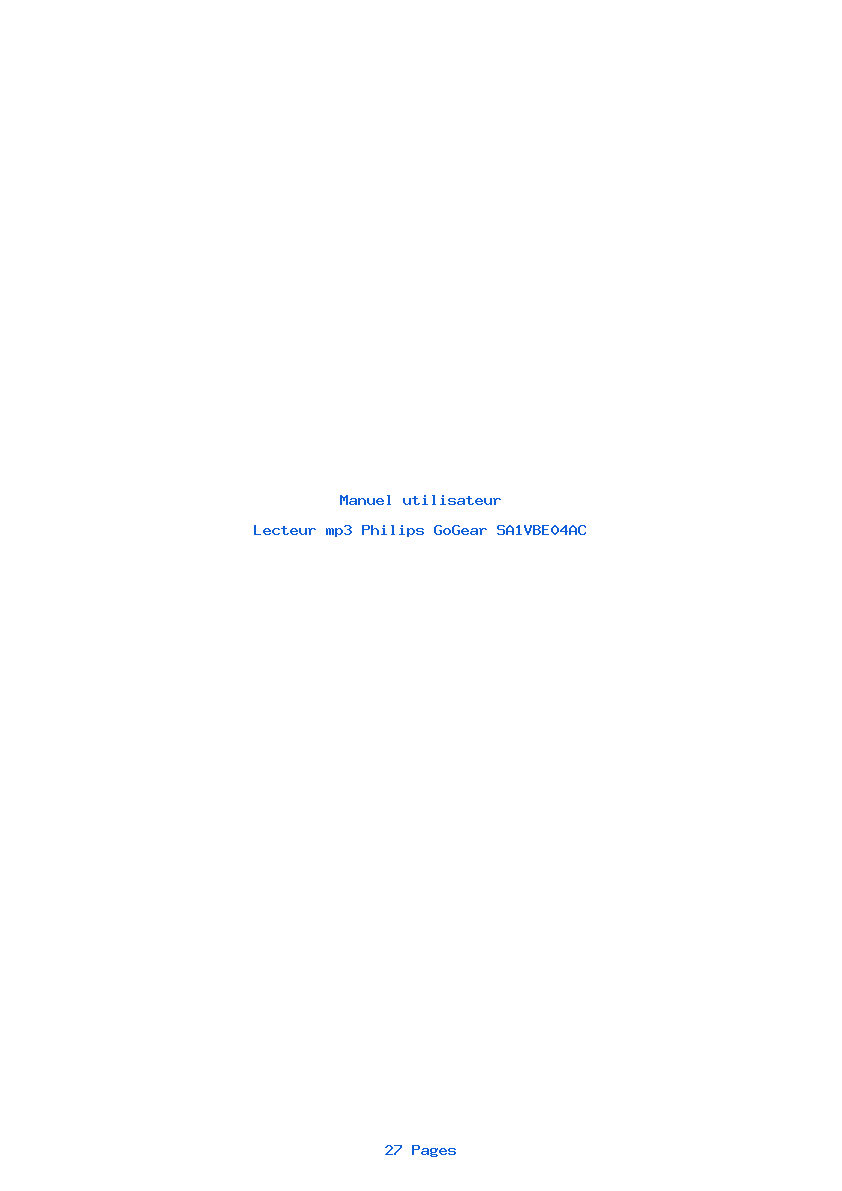 Page 1 de la notice Manuel utilisateur Philips GoGear SA1VBE04AC
