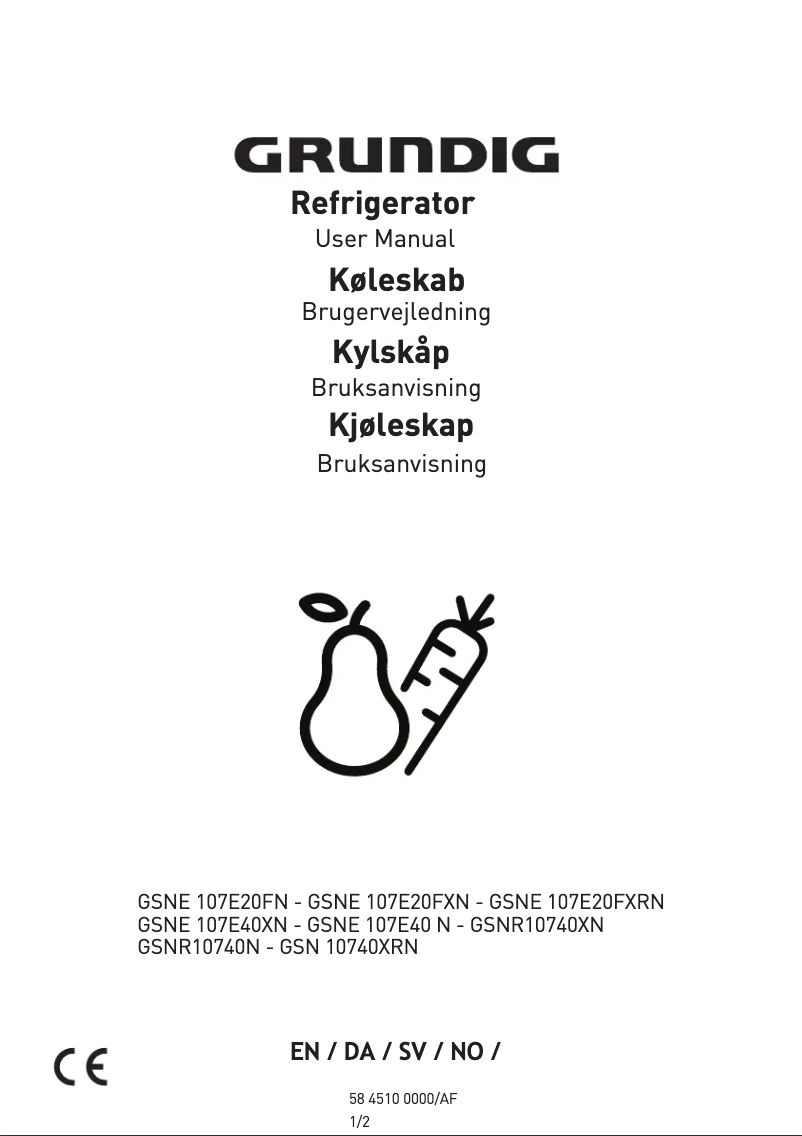 Page 1 de la notice Manuel utilisateur Grundig GSNE 107E20FN