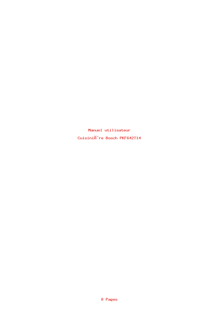 Page 1 de la notice Manuel utilisateur Bosch PKF642T14