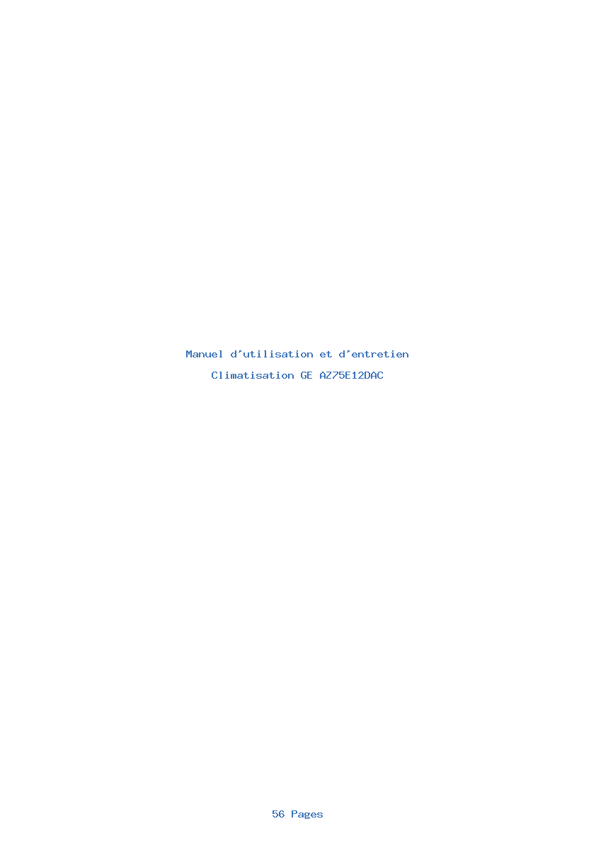 Image de la première page du manuel de l'appareil AZ75E12DAC