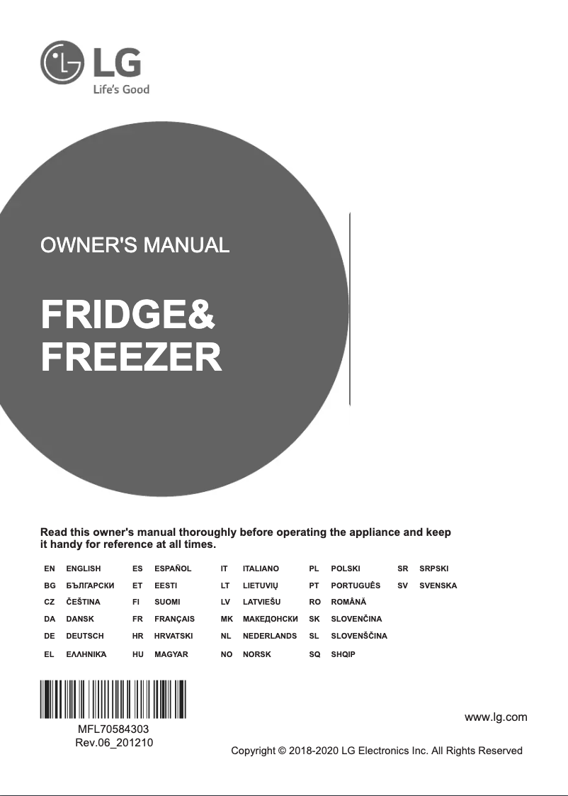 Page 1 of the manual User Manual LG GBB72PZUZN
