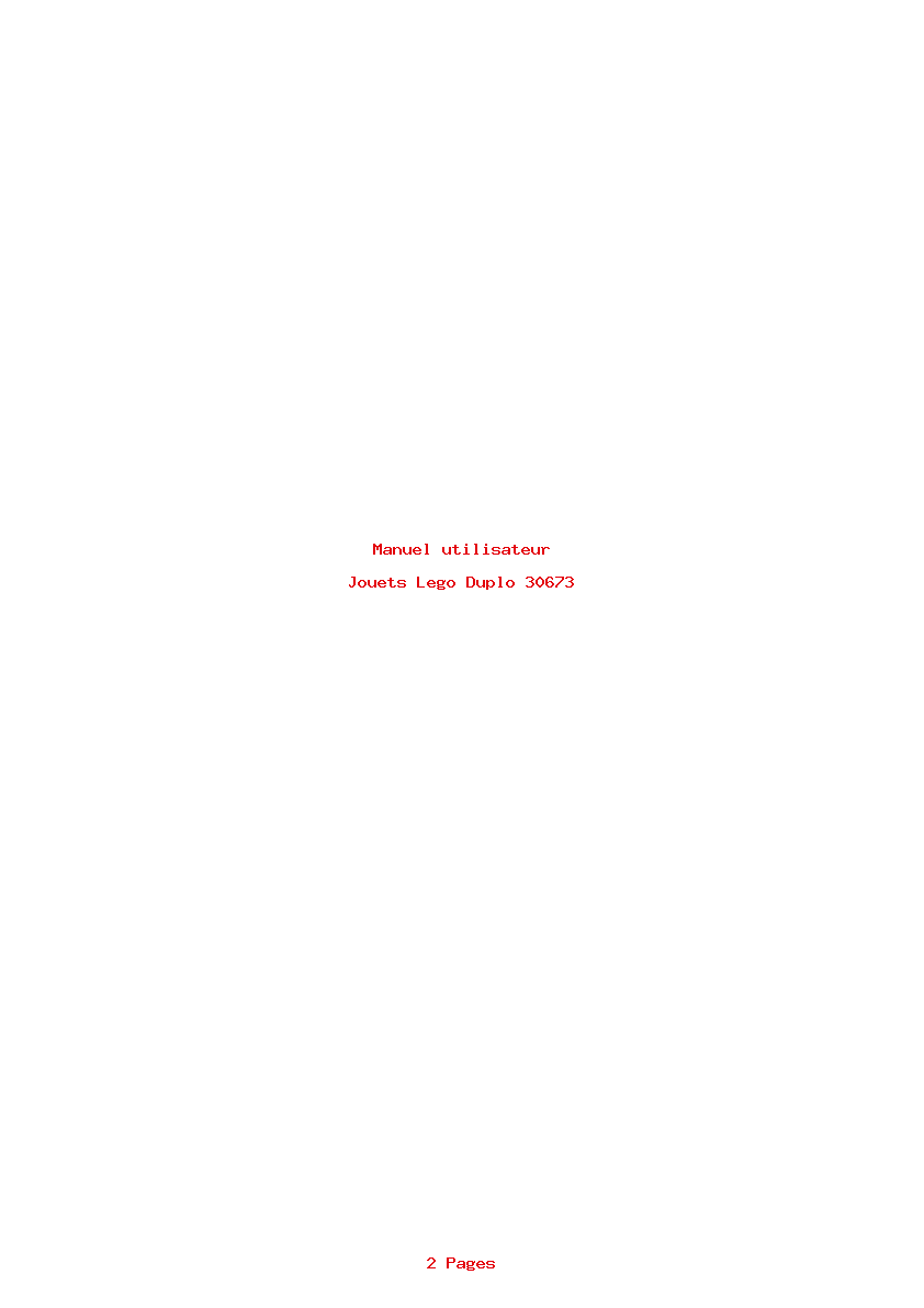 Page 1 de la notice Manuel utilisateur Lego Duplo 30673