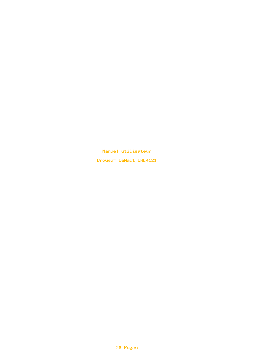 Page 1 de la notice Manuel utilisateur DeWalt DWE4121