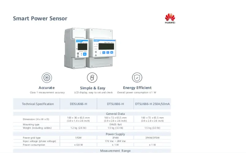 Página 1 del manual Guía de instalación Huawei DDSU666-H