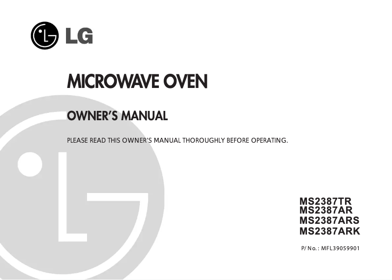 Page 1 de la notice Manuel utilisateur LG MS2387ARK