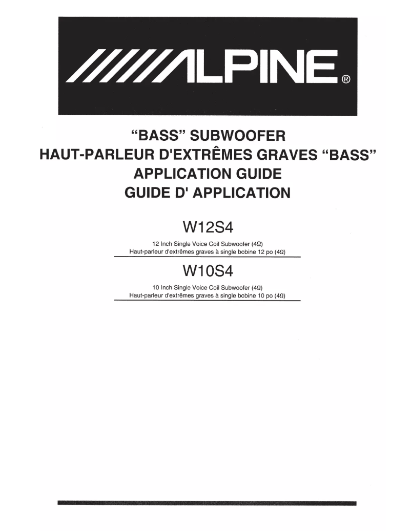 Page 1 de la notice Manuel utilisateur Alpine W12S4