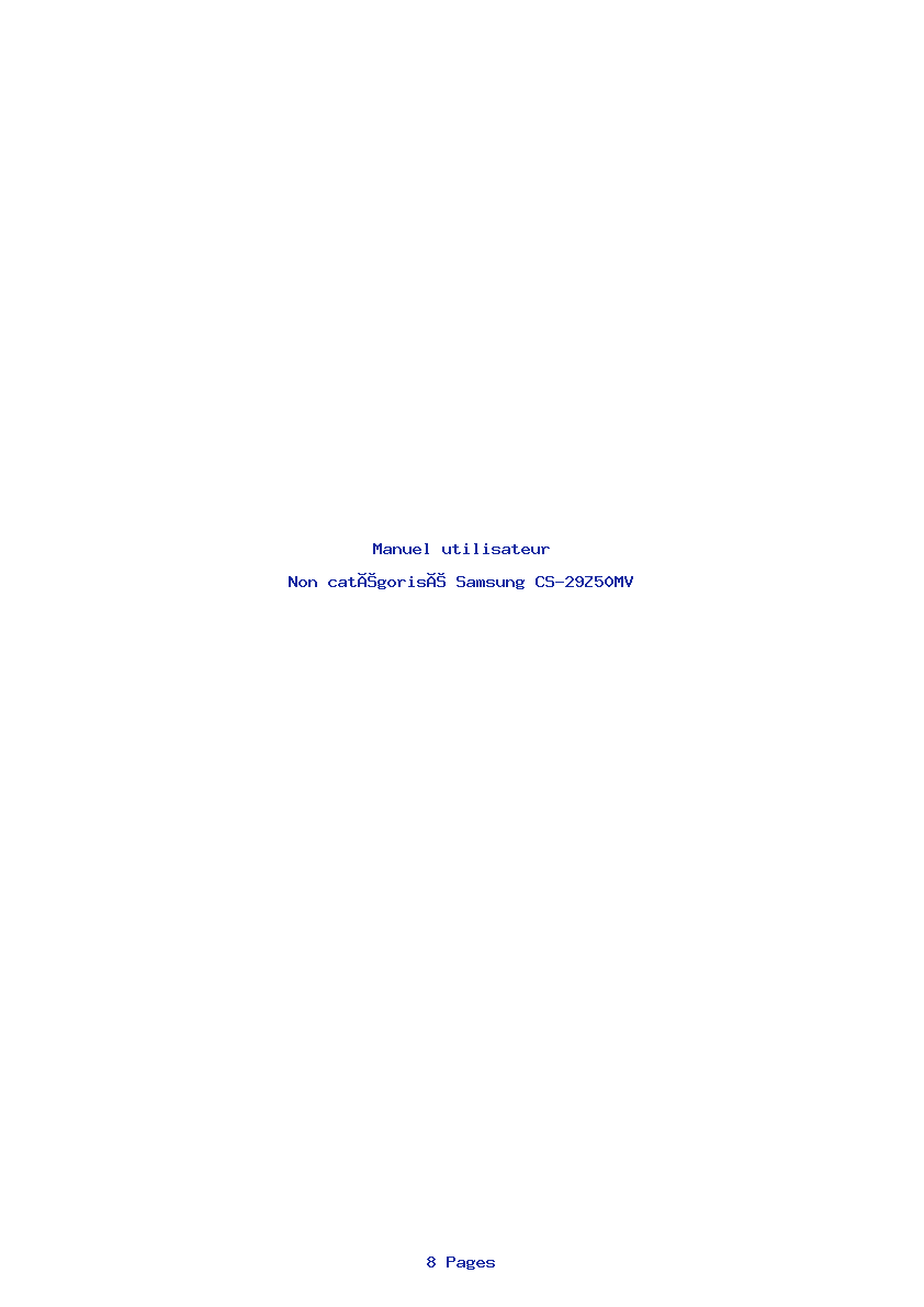 Page 1 de la notice Manuel utilisateur Samsung CS-29Z50MV