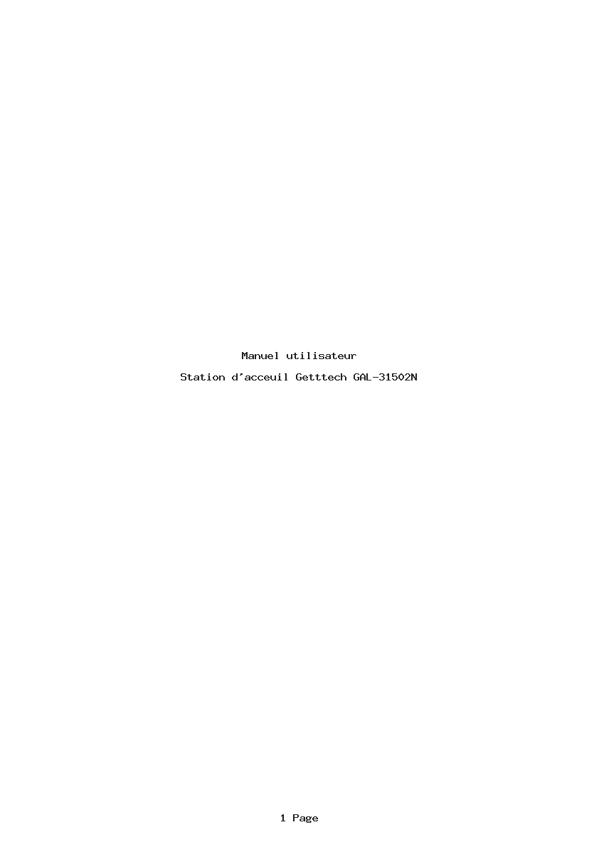 Page 1 de la notice Manuel utilisateur Getttech GAL-31502N