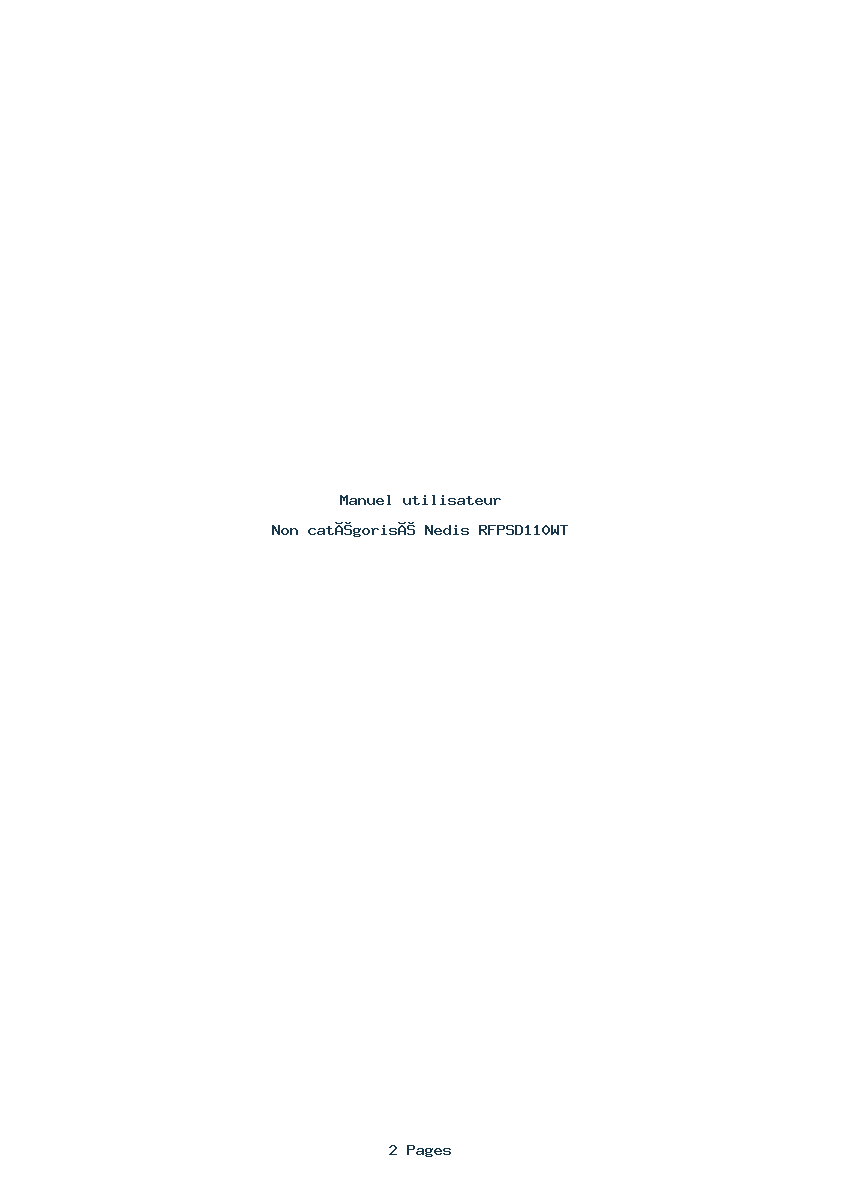 Image de la première page du manuel de l'appareil RFPSD110WT