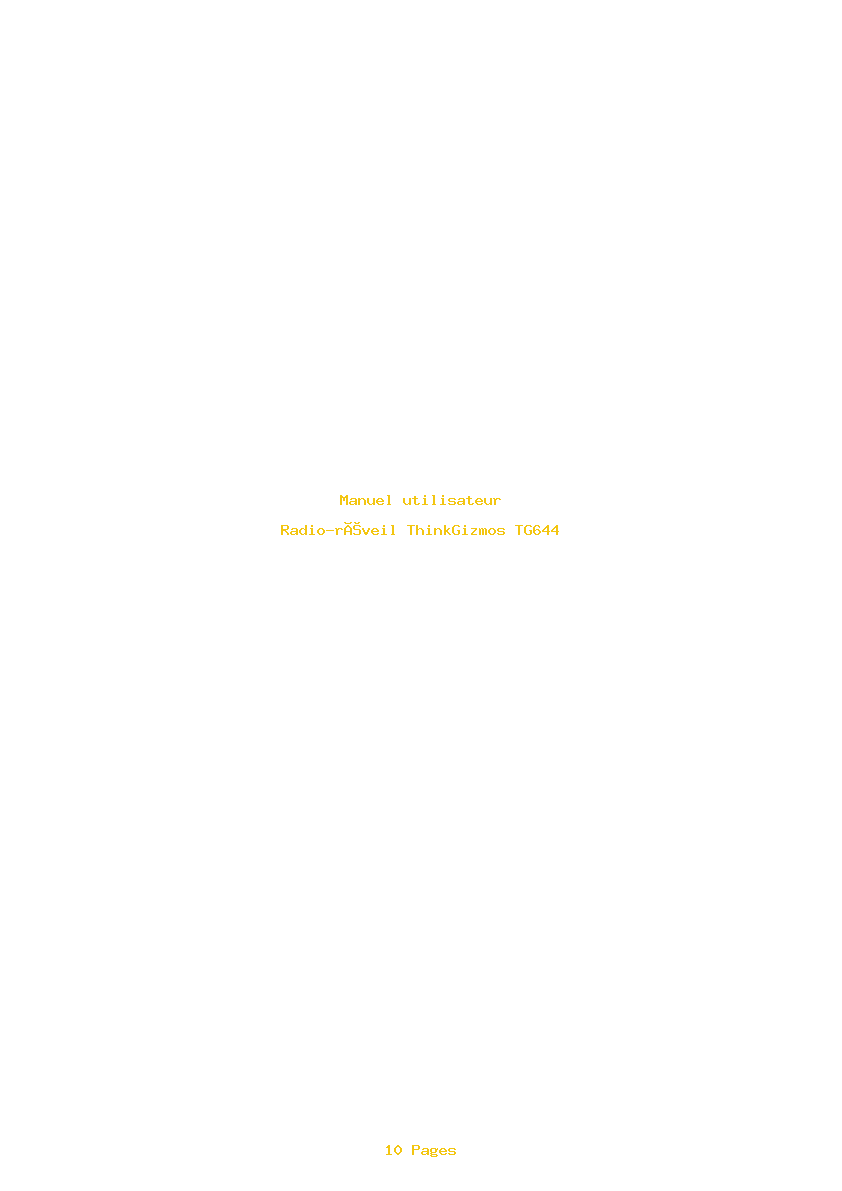 Page 1 de la notice Manuel utilisateur ThinkGizmos TG644