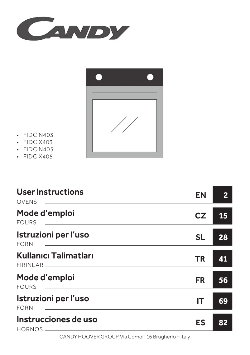 Page 1 of the manual User Manual Candy FIDC X403